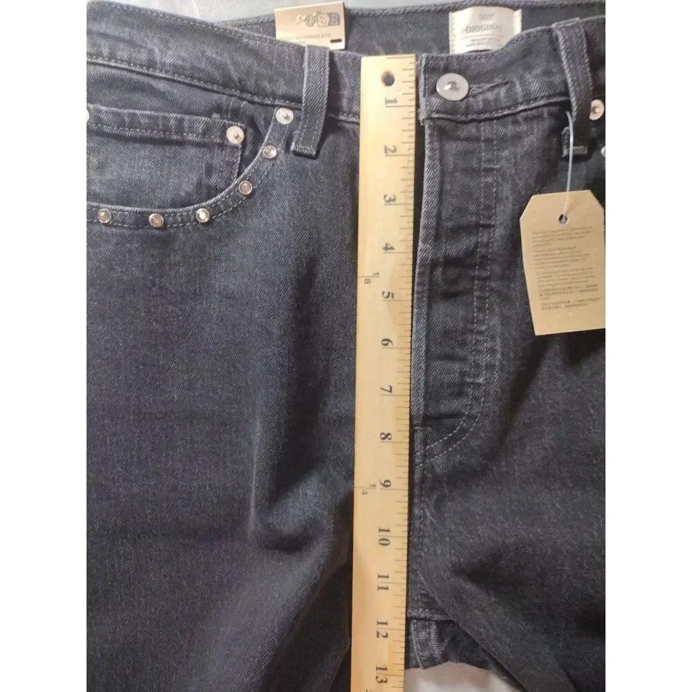 Levi's Men's 501 Original Fit Jean Black 32×30 Button Fly Embellished Rodeo USA